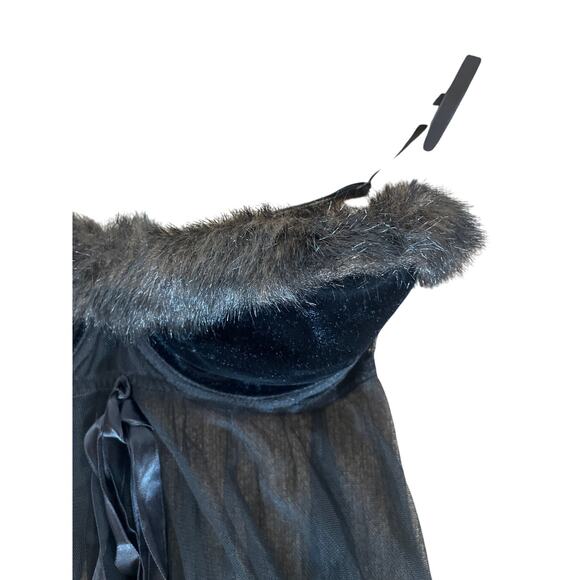 Vintage 1997 VICTORIA’S SECRET Fur Trim Sheer Babydoll Chemise 36C - Picture 8 of 12